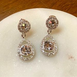 Wedding, prom, NYE date night rhinestone earrings silver